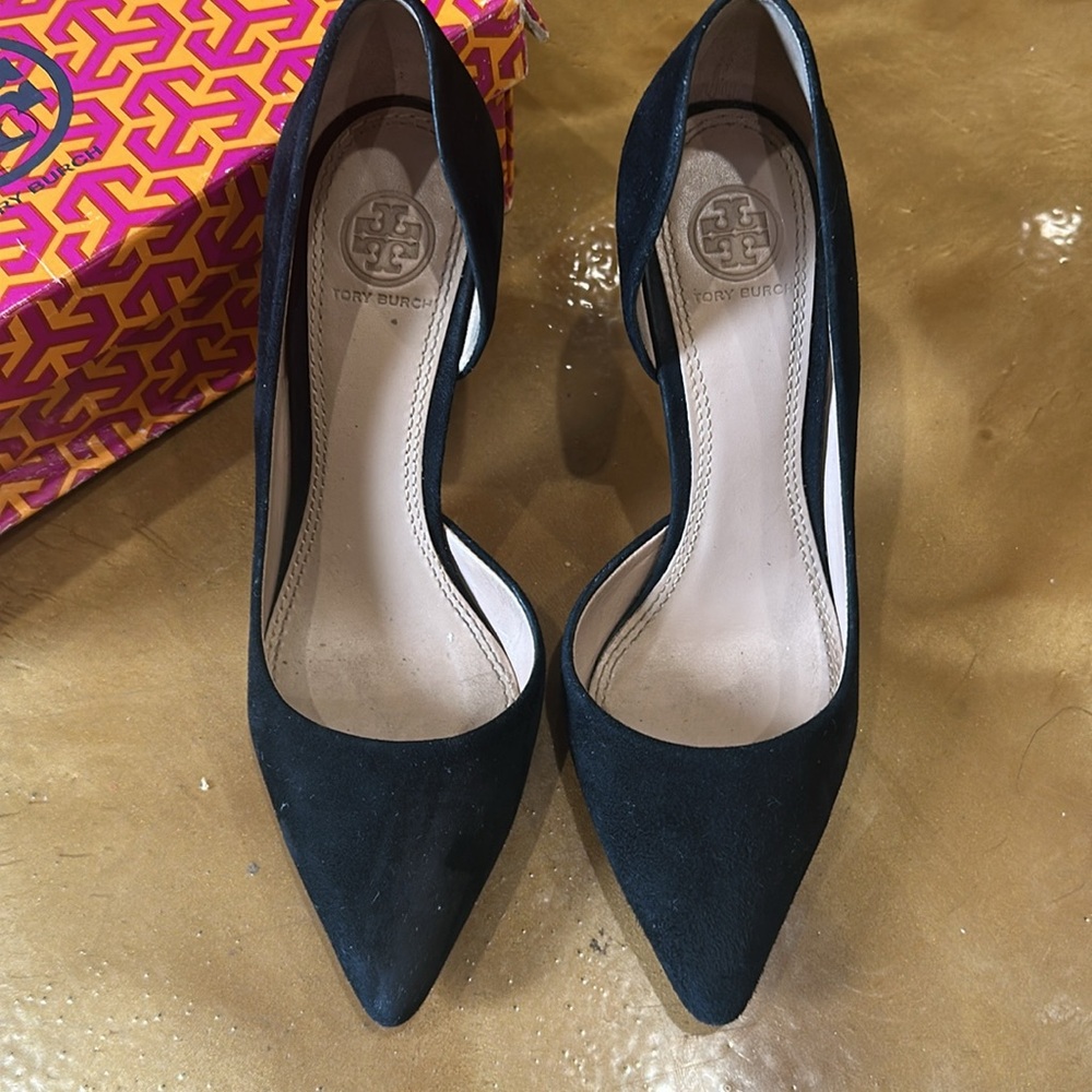 Tory Burch Black Suede Heels 3 inch heel. See all photos for condition.